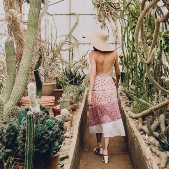 Anthropologie LAIA Pleated Floral Pink and White Midi Skirt Size XL - Picture 2 of 10